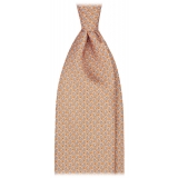 Viola Milano - Chain Pattern Selftipped Silk Tie - Orange - Handmade in Italy - Luxury Exclusive Collection