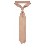 Viola Milano - Cravatta in Seta con Motivo a Catena - Arancione - Handmade in Italy - Luxury Exclusive Collection