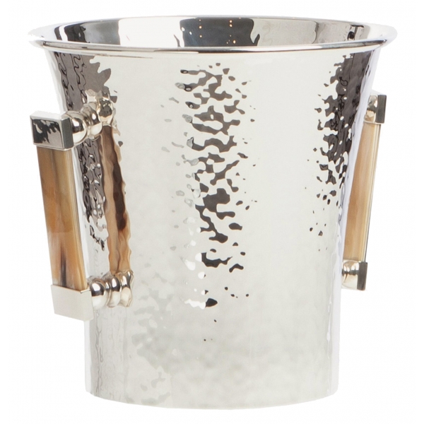 Viola Milano - Champagne Brass Bucket with Horn Handles - Handmade in Italy - Luxury Exclusive Collection