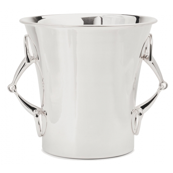 Viola Milano - Champagne Brass Silver Bucket with Stirrups - Handmade in Italy - Luxury Exclusive Collection