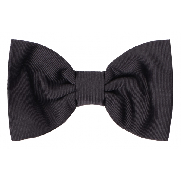 Viola Milano - Papillon in Grosgrain Pronto All'uso Color Carbone - Handmade in Italy - Luxury Exclusive Collection