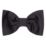 Viola Milano - Papillon in Grosgrain Pronto All'uso Color Carbone - Handmade in Italy - Luxury Exclusive Collection