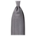 Viola Milano - Cravatta in Seta Jacquard a 7 Pieghe a Quadri - Nero/Bianco - Handmade in Italy - Luxury Exclusive Collection