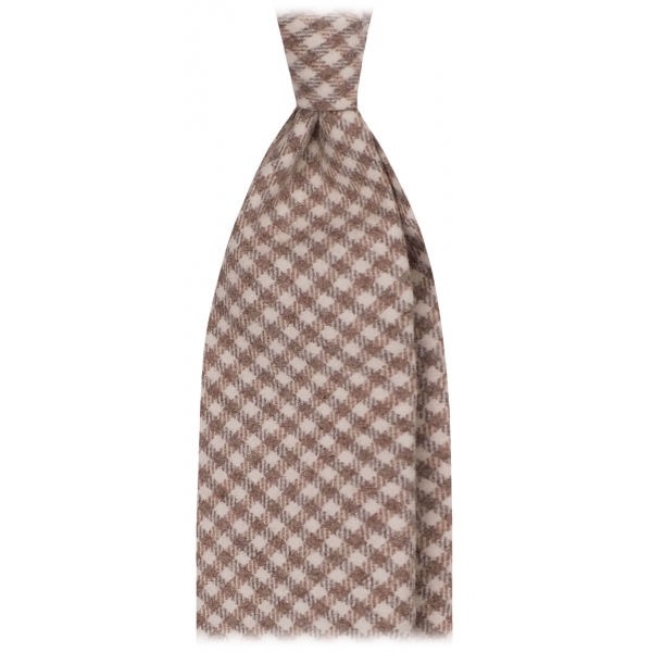 Viola Milano - Cravatta a Quadri in 100% Cashmere - Beige Mix - Handmade in Italy - Luxury Exclusive Collection