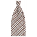 Viola Milano - Cravatta a Quadri in Cashmere Arrotolata a Mano - Beige Mix - Handmade in Italy - Luxury Exclusive Collection