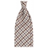 Viola Milano - Cravatta a Quadri in Cashmere Arrotolata a Mano - Beige Mix - Handmade in Italy - Luxury Exclusive Collection