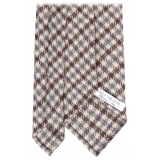 Viola Milano - Cravatta a Quadri in Cashmere Arrotolata a Mano - Beige Mix - Handmade in Italy - Luxury Exclusive Collection