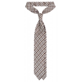 Viola Milano - Cravatta a Quadri in Cashmere Arrotolata a Mano - Beige Mix - Handmade in Italy - Luxury Exclusive Collection