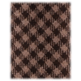 Viola Milano - Check Pattern Handrolled Cashmere Tie - Brown/Beige - Handmade in Italy - Luxury Exclusive Collection