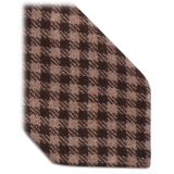 Viola Milano - Cravatta a Quadri in Cashmere Arrotolata a Mano - Marrone/Beige - Handmade in Italy - Luxury Exclusive Collection