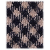 Viola Milano - Cravatta a Quadri in Cashmere Arrotolata a Mano - Navy/Beige - Handmade in Italy - Luxury Exclusive Collection