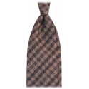 Viola Milano - Check Pattern Handrolled Wool Tie - Brown Mix - Handmade in Italy - Luxury Exclusive Collection