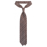 Viola Milano - Cravatta in Lana Lavorata a Mano a Quadri - Marrone Mix - Handmade in Italy - Luxury Exclusive Collection