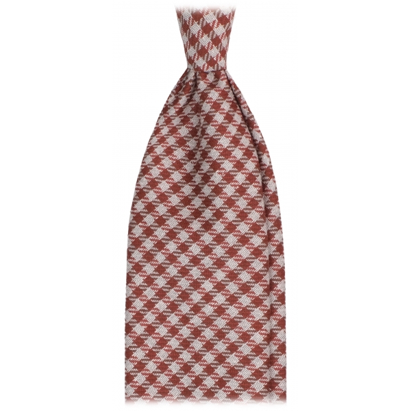 Viola Milano - Cravatta in Lana Lavorata a Mano a Quadri - Rosso Mix - Handmade in Italy - Luxury Exclusive Collection