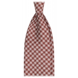 Viola Milano - Cravatta in Lana Lavorata a Mano a Quadri - Rosso Mix - Handmade in Italy - Luxury Exclusive Collection