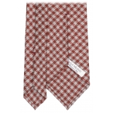 Viola Milano - Cravatta in Lana Lavorata a Mano a Quadri - Rosso Mix - Handmade in Italy - Luxury Exclusive Collection