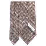 Viola Milano - Cravatta in Lana Lavorata a Mano a Quadri - Sabbia Mix - Handmade in Italy - Luxury Exclusive Collection