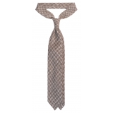 Viola Milano - Cravatta in Lana Lavorata a Mano a Quadri - Sabbia Mix - Handmade in Italy - Luxury Exclusive Collection