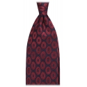 Viola Milano - Cravatta Vintage Seta Tessuta a Mano a Cerchi - Blu Navy/Vino - Handmade in Italy - Luxury Exclusive Collection