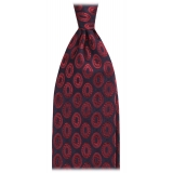 Viola Milano - Cravatta Vintage Seta Tessuta a Mano a Cerchi - Blu Navy/Vino - Handmade in Italy - Luxury Exclusive Collection