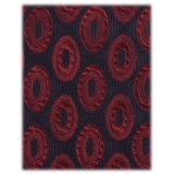 Viola Milano - Cravatta Vintage Seta Tessuta a Mano a Cerchi - Blu Navy/Vino - Handmade in Italy - Luxury Exclusive Collection