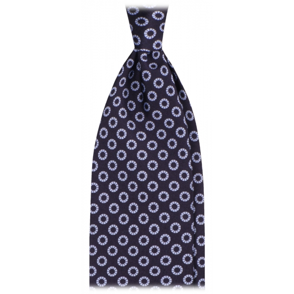 Viola Milano - Circle Ring Selftipped Silk Tie - Navy Mix - Handmade in Italy - Luxury Exclusive Collection