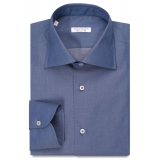 Viola Milano - Classic Italian Denim Chambray Cut-Away Collar Dress Shirt - Handmade in Italy - Luxury Exclusive Collection