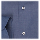 Viola Milano - Classic Italian Denim Chambray Cut-Away Collar Dress Shirt - Handmade in Italy - Luxury Exclusive Collection