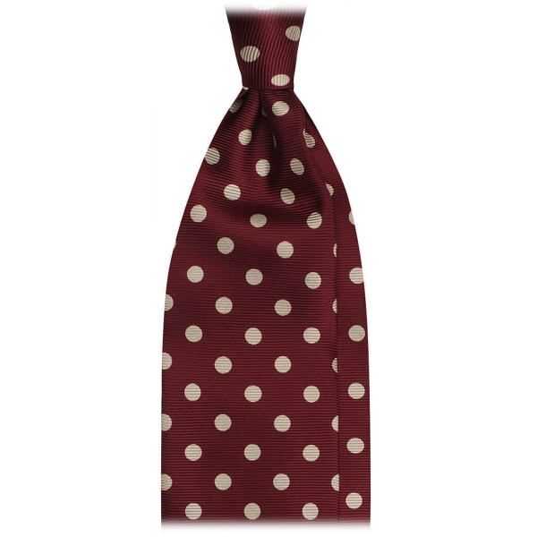Viola Milano - Corso Venezia Dot Selftipped Silk Tie - Wine - Handmade in Italy - Luxury Exclusive Collection