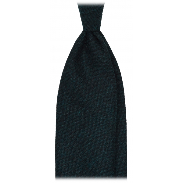 Viola Milano - Classic Solid Shetland/Donegal Wool Untipped Tie - Forest - Handmade in Italy - Luxury Exclusive Collection