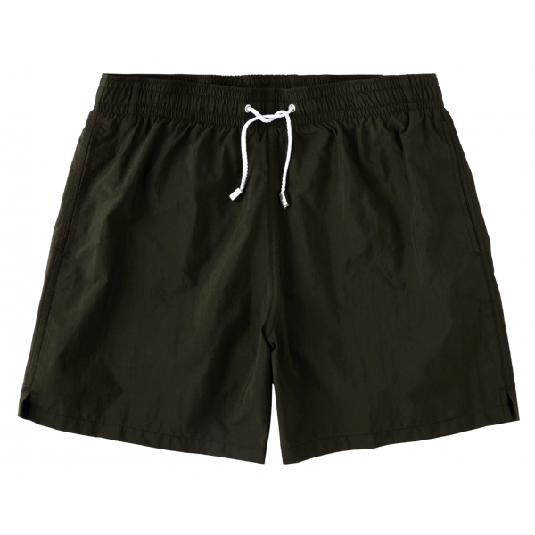 Viola Milano - Classic Solid Swimtrunks - Olive - Handmade in Italy - Luxury Exclusive Collection