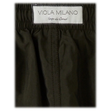 Viola Milano - Classic Solid Swimtrunks - Olive - Handmade in Italy - Luxury Exclusive Collection