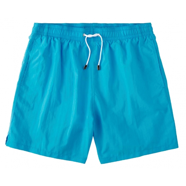 Viola Milano - Classic Solid Swimtrunks - Turquoise - Handmade in Italy - Luxury Exclusive Collection
