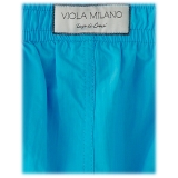 Viola Milano - Classic Solid Swimtrunks - Turquoise - Handmade in Italy - Luxury Exclusive Collection