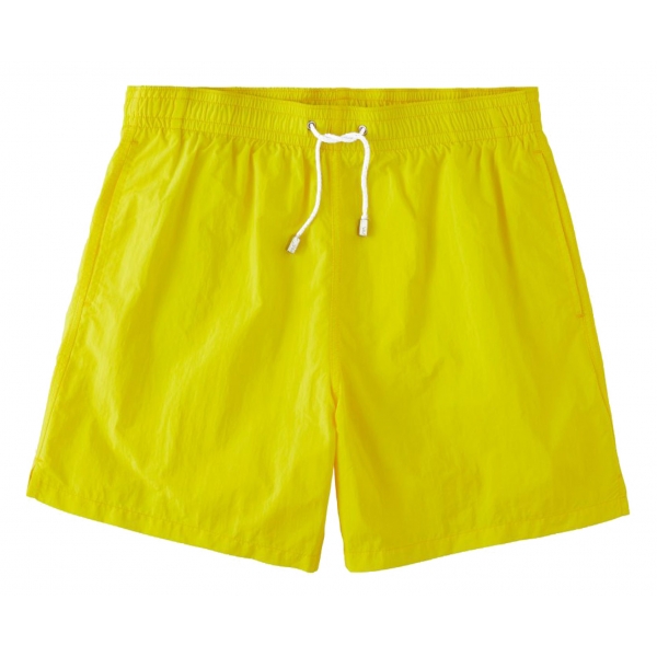 Viola Milano - Classic Solid Swimtrunks - Yellow - Handmade in Italy - Luxury Exclusive Collection