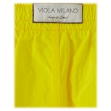 Viola Milano - Classic Solid Swimtrunks - Yellow - Handmade in Italy - Luxury Exclusive Collection