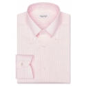 Viola Milano - Classic Stripe Button-Down Collar Dress Shirt - Pink/White - Handmade in Italy - Luxury Exclusive Collection