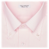 Viola Milano - Classic Stripe Button-Down Collar Dress Shirt - Pink/White - Handmade in Italy - Luxury Exclusive Collection