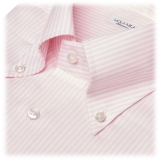 Viola Milano - Classic Stripe Button-Down Collar Dress Shirt - Pink/White - Handmade in Italy - Luxury Exclusive Collection