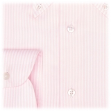 Viola Milano - Classic Stripe Button-Down Collar Dress Shirt - Pink/White - Handmade in Italy - Luxury Exclusive Collection