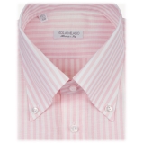 Viola Milano - Stripe Carlo Riva 100% Linen Button-down Shirt - Rosa Stripe - Handmade in Italy - Luxury Exclusive Collection