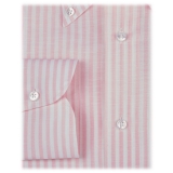 Viola Milano - Stripe Carlo Riva 100% Linen Button-down Shirt - Rosa Stripe - Handmade in Italy - Luxury Exclusive Collection