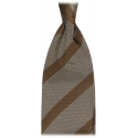 Viola Milano - Classic Stripe Handrolled Woven Silk Tie - Army Green Mix - Handmade in Italy - Luxury Exclusive Collection