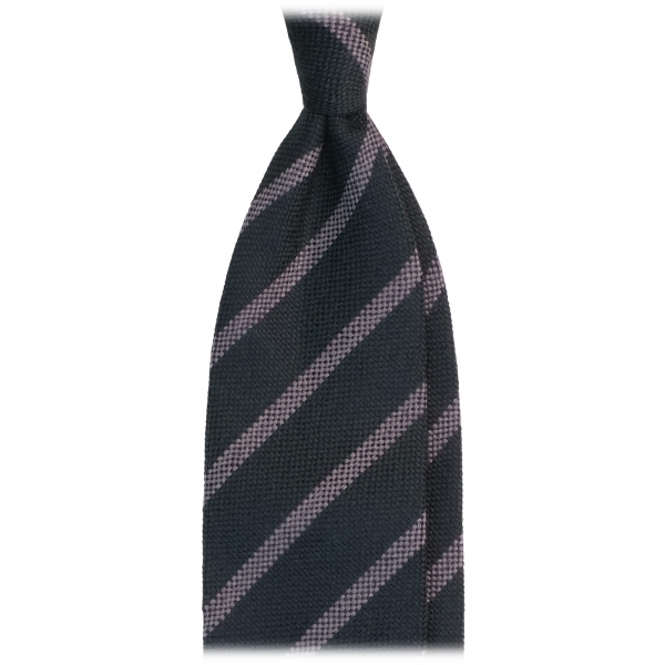 Viola Milano - Classic Stripe Untipped 100% Cashmere Tie - Forest/Beige - Handmade in Italy - Luxury Exclusive Collection