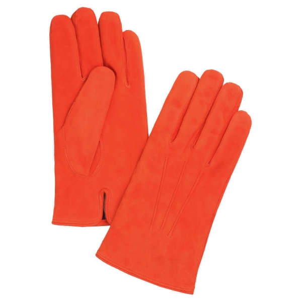 Viola Milano - Classic Suede Gloves with Rich Cashmere Lining - Orange - Handmade in Italy - Luxury Exclusive Collection