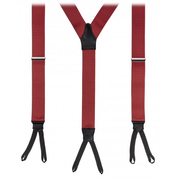 Viola Milano - Classic Width Braces l Braid Ends - Polka Dot Red - Handmade in Italy - Luxury Exclusive Collection