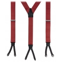 Viola Milano - Bretelle Larghe con Estremità Intrecciate - Polka Dot Rosso - Handmade in Italy - Luxury Exclusive Collection