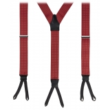 Viola Milano - Bretelle Larghe con Estremità Intrecciate - Polka Dot Rosso - Handmade in Italy - Luxury Exclusive Collection
