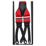 Viola Milano - Bretelle Larghe con Estremità Intrecciate - Polka Dot Rosso - Handmade in Italy - Luxury Exclusive Collection