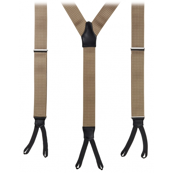 Viola Milano - Classic Width Braces l Braid Ends - Polka Dot Sand - Handmade in Italy - Luxury Exclusive Collection